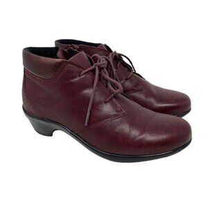 Aravon Kitt Chukka Boots Women's Size 8.5 Zip Lace Up Maroon Red Leather Lined